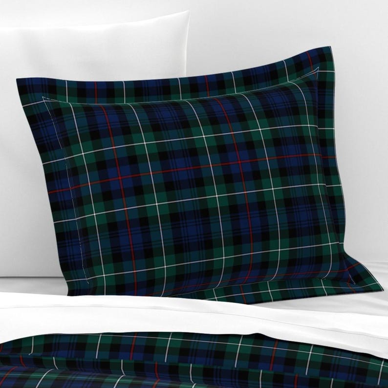 Blauw geruit beddengoed - Mackenzie Tartan van weavingmajor - Groen geruit rood geruit Schots katoenen satijnen dekbedovertrek OF kussenslopen afbeelding 7