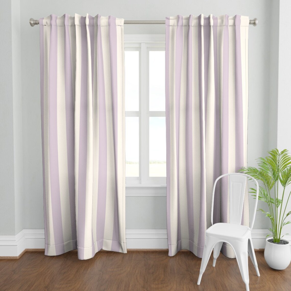 Lilac Mauve Curtain Panel Lilac and Cream Cabana Stripe by Etsy