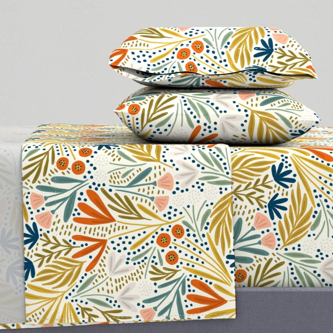 Folk Art Sheets - Henrietta Floral Red by Amy_maccready - Flowers ...