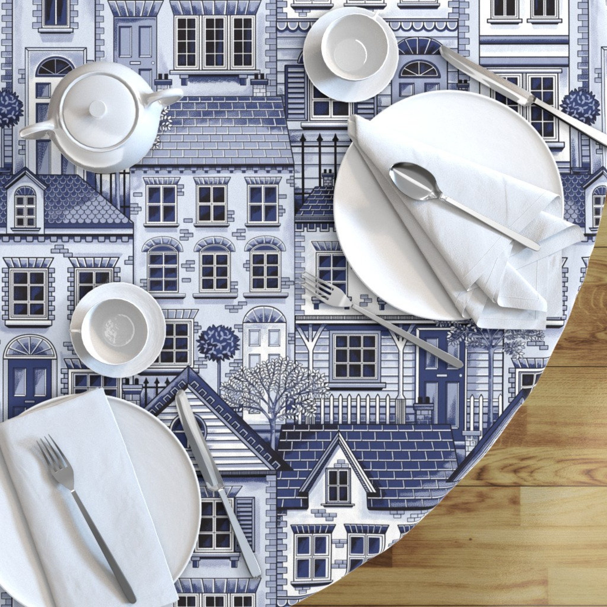 Houses Round Tablecloth