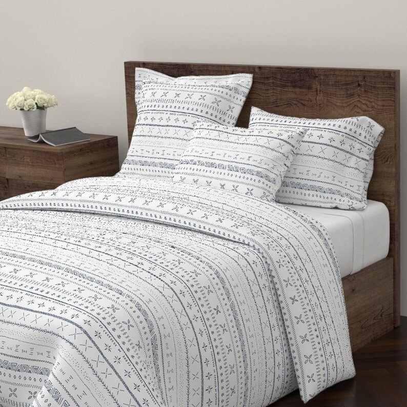 Blue And White Duvet Cover Boho Print By Shelbyallison Etsy