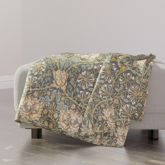 Floral Damask Throw Blanket Morris Honeysuckle by Peacoquettedesigns Victorian Vintage Style Throw Blanket With Spoonflower Fabric Etsy UK