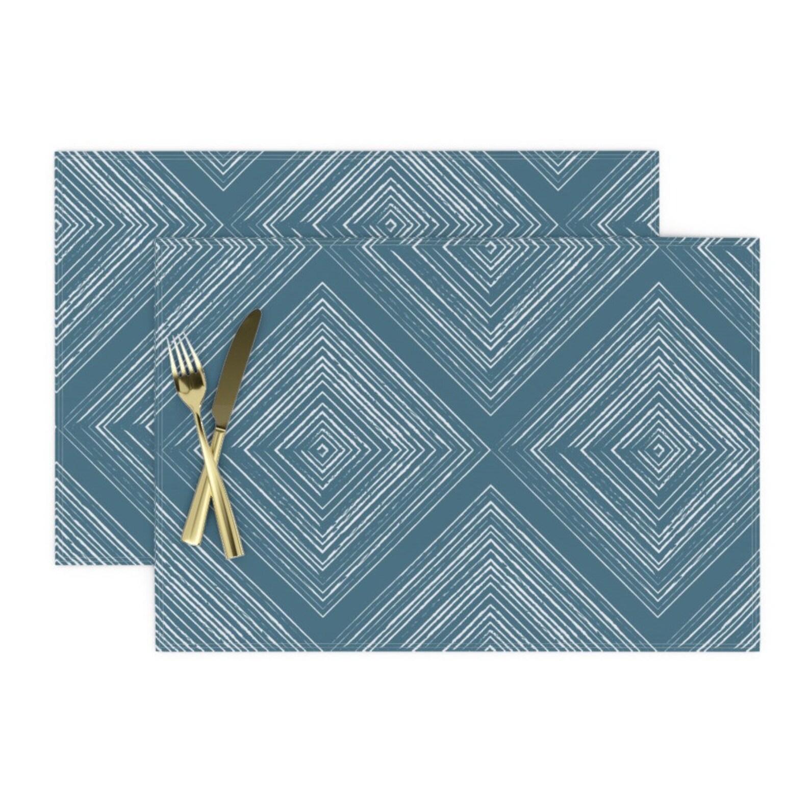 Blue Farmhouse Placemats Set of 2 Modern Farmhouse Diamond Etsy