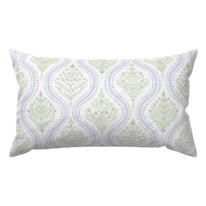 Preppy Paisley Accent Pillow - Cornflower Green Blue by danika_herrick - Green Blue Large Rectangle Lumbar Throw Pillow by Spoonflower