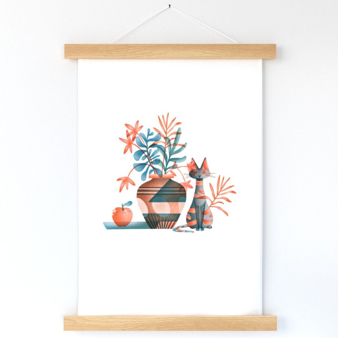 Abstract Cat Wall Hanging Cat in Still Life by Studio_saturno Botanical