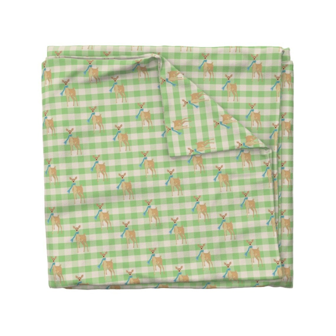 Deer Gingham Duvet Cover Green Gingham by nina_leth Etsy