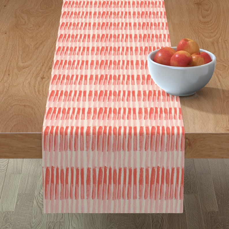 Painterly Blush Blush And Coral Cotton Sateen Table Runner by Spoonflower Coral Stripes Table Runner Coral Stripes by juliaschumacher