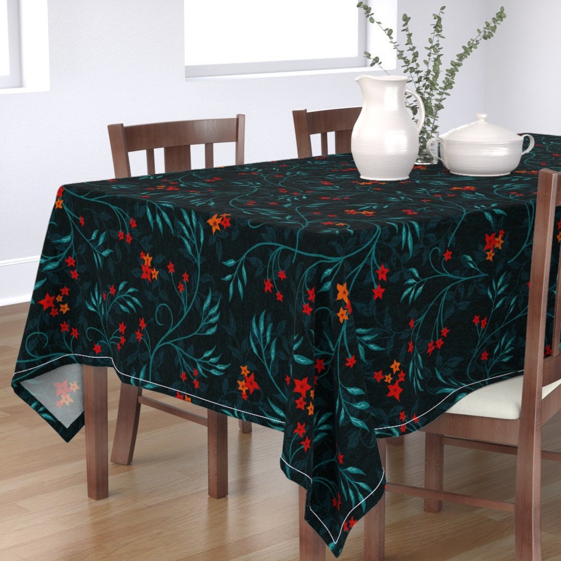 Botanical Tablecloth Pretty Vines on My Wall by Etsy