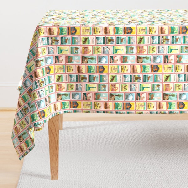 National Parks Tablecloth - National Parks Stamps by pinkowlet - Lodge Cabin Outdoors Hiking Desert  Cotton Sateen Tablecloth by Spoonflower