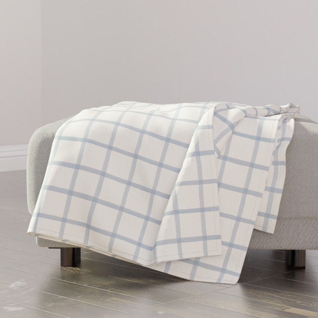 Sky Blue Grid Throw Blanket Window Pane Plaid by Etsy