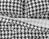 Black And White Sheets - Houndstooth Scribbles by daily_miracles - Classic Check Medium Scale Cotton Sateen Sheet Set Bedding by Spoonflower