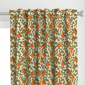 Citrus Panel Panel - Klassisch Bauernhof Vintage Eischale Mittelgroße Orange Ocker Vorhang Panel - Orange Orchard von winkeltriple -