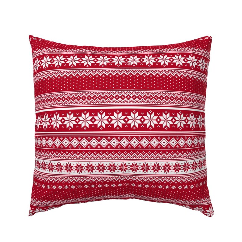 Nordic Hygge Pillow Sham Red Christmas by sssowers Scandi Etsy