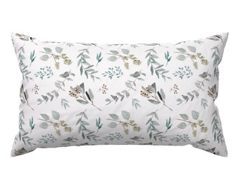 Botanical Accent Pillow - Eucalyptus Leaves  by erin__kendal - Watercolor Plants Eucalyptus Rectangle Lumbar Throw Pillow by Spoonflower