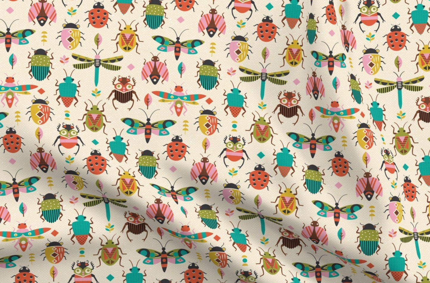 Colorful Bugs Sheets Mid Century Bugs by Sally_mountain Beetles Moths  Dragonflies Insects Cotton Sateen Sheet Set Bedding by Spoonflower - Etsy