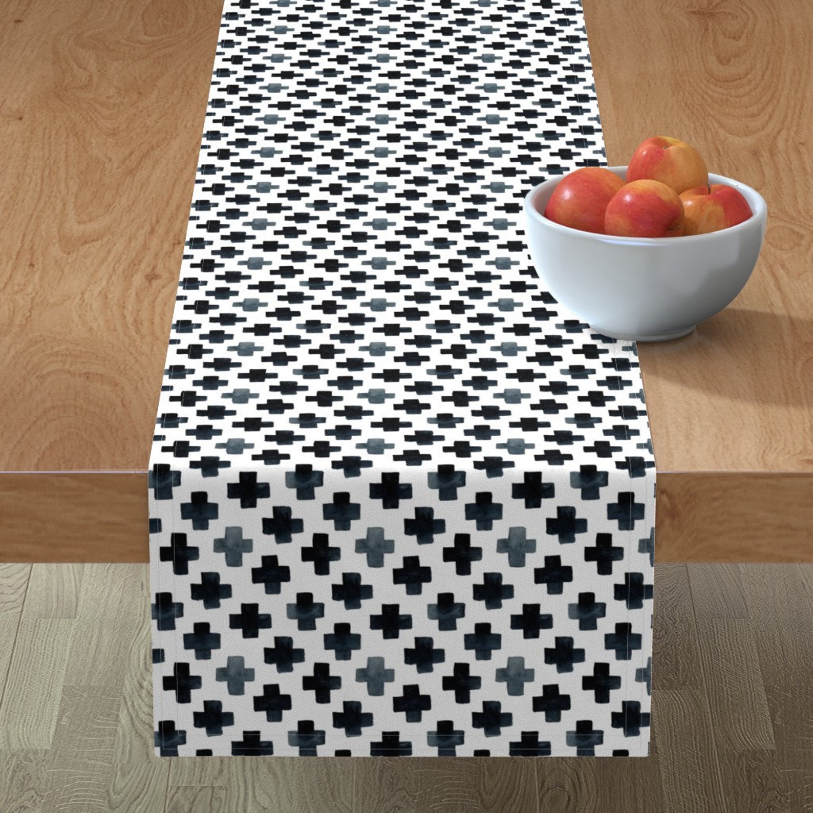 Modern Table Runner Black Cross Pattern by Dinaramay Swiss - Etsy
