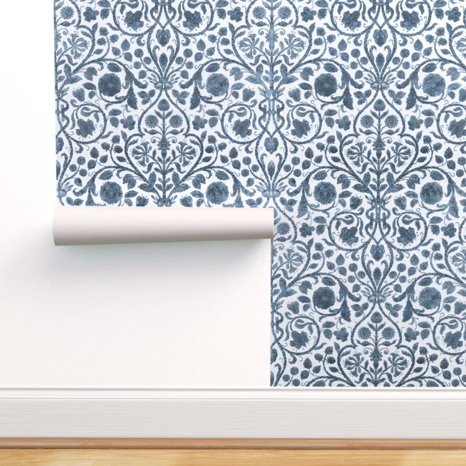 Delft Blue Wallpaper Provence Toile Blue And White by Etsy