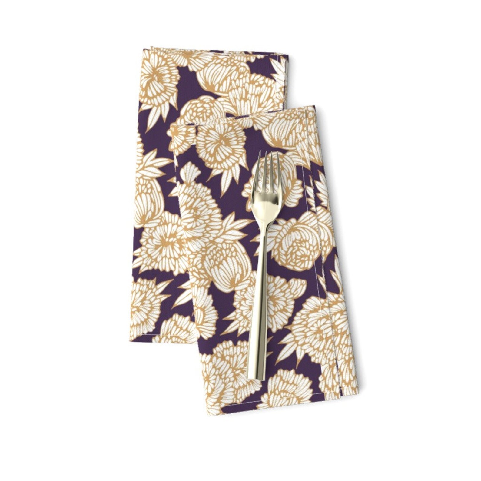 Purple and Gold Dinner Napkins set of 2 Peonies on Purple Etsy
