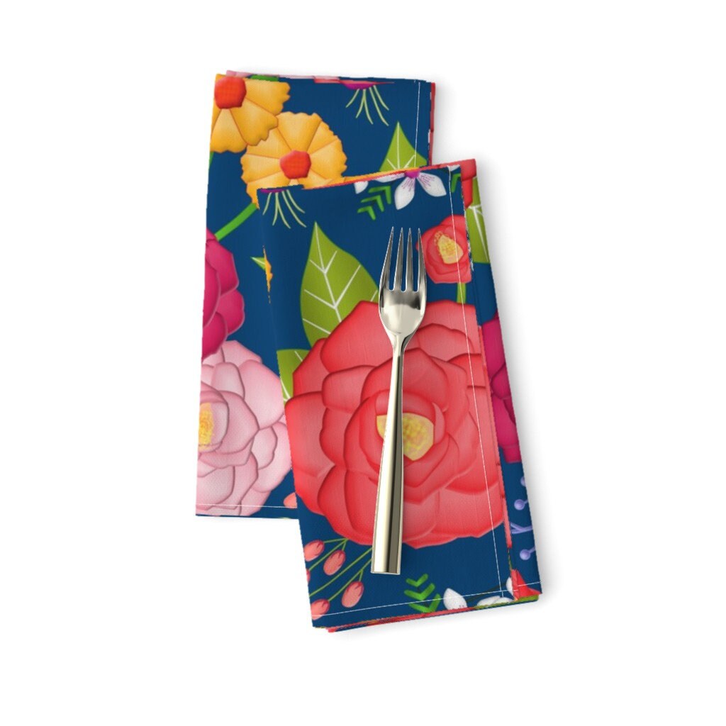Jumbo Floral Dinner Napkins Set of 2 Wild & Quirky Floral Etsy