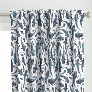Watercolor Sharks Curtain Panel - Whale Shark by elena_o&#39;neill_illustration_ - Whale Sharks Beach Home Custom Curtain Panel by Spoonflower