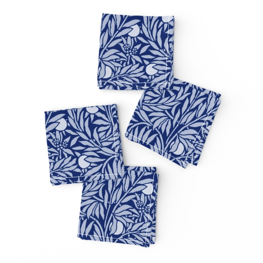 Royal Blue Cocktail Napkins set of 4 Orange Grove at Night Etsy