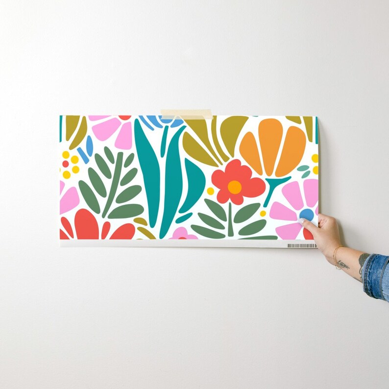 Psychedelic Floral Non-Pasted Wallpaper Retro 1960s Pink Botanical - Maximalism Folk by jenflorentine Wallpaper Double Roll by Spoonflower image 10