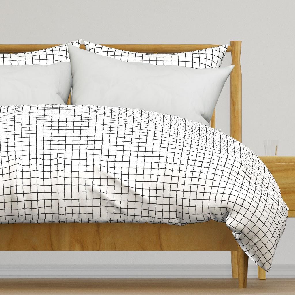 Black and White Grid Bedding Etsy Canada