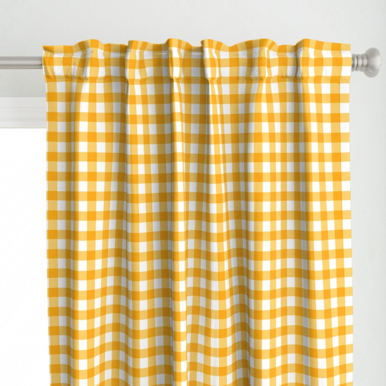 Plaid Curtain Panel Orange Yellow White Gingham by Etsy