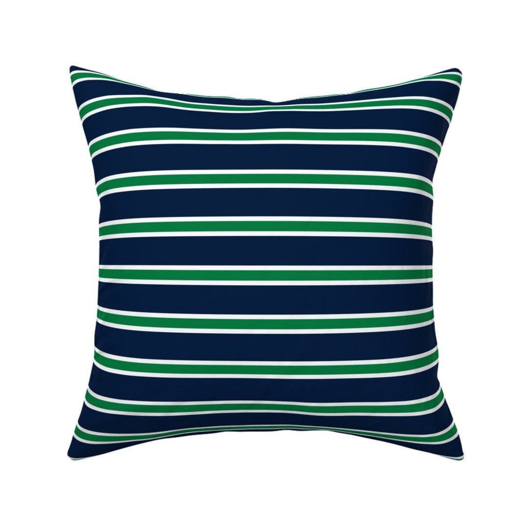 Striped Throw Pillow Rugby Stripe Kelly Green Navy by Etsy