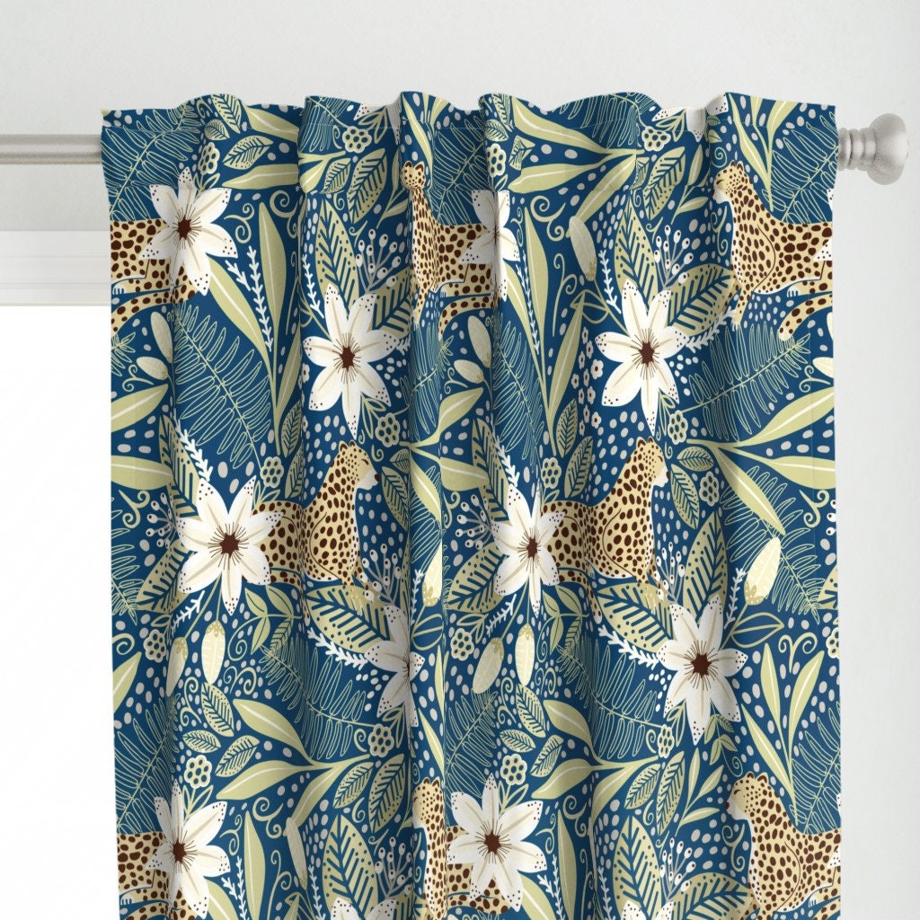 Dschungel Gepard Vorhang Panel Flora Tropical Escape by | Etsy