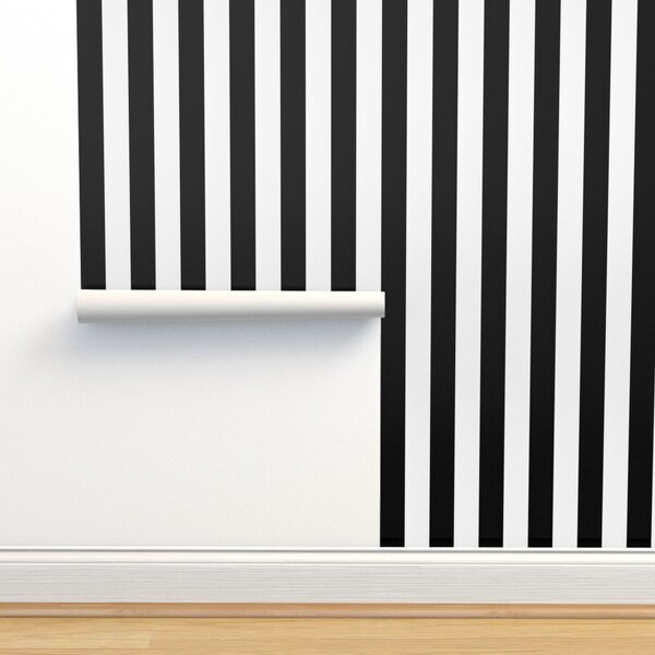 Black and White Vertical Stripe Wallpaper Etsy