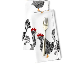 Cute Chicken Dinner Napkins (Set of 2) - Chick Chick Chickens by vo_aka_virginiao - Country Shabby Chic Cloth Napkins by Spoonflower