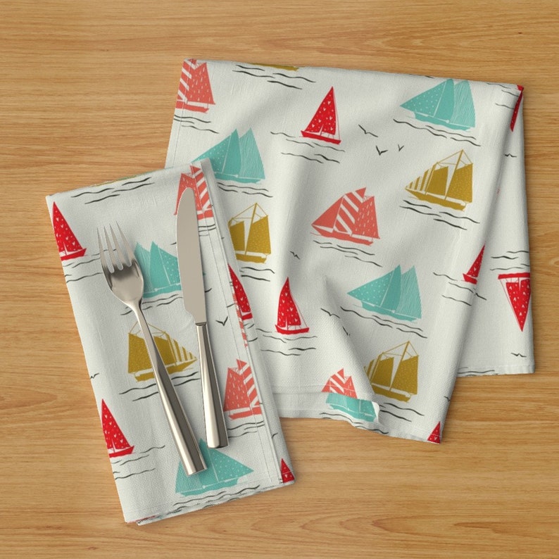 blue sailboat napkin