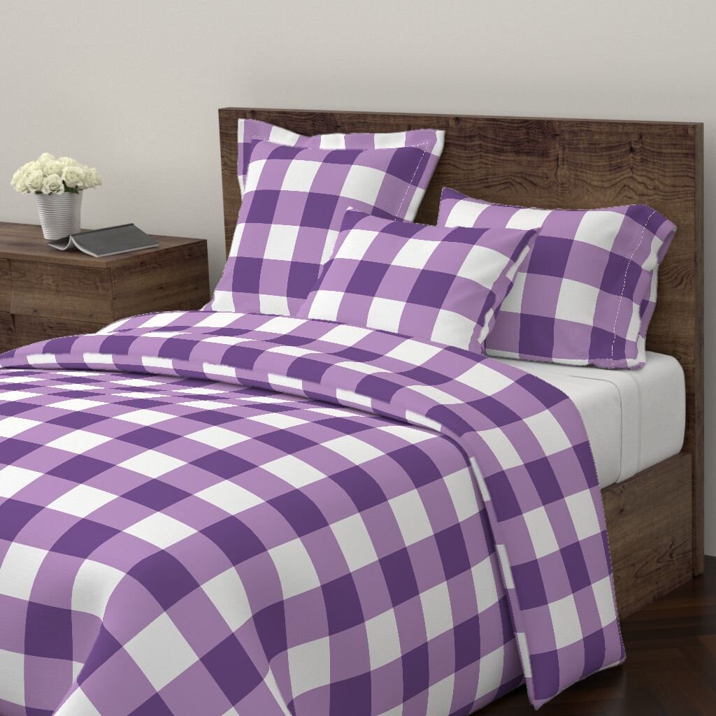 Check Duvet Cover Buffalo Check In Purple By Domesticate Etsy