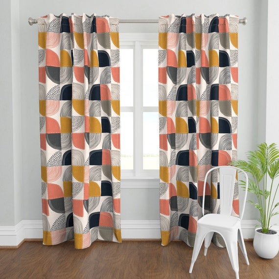 Modern Boho Curtain Panel Patchwork Shapes by Aaron_gallen - Etsy