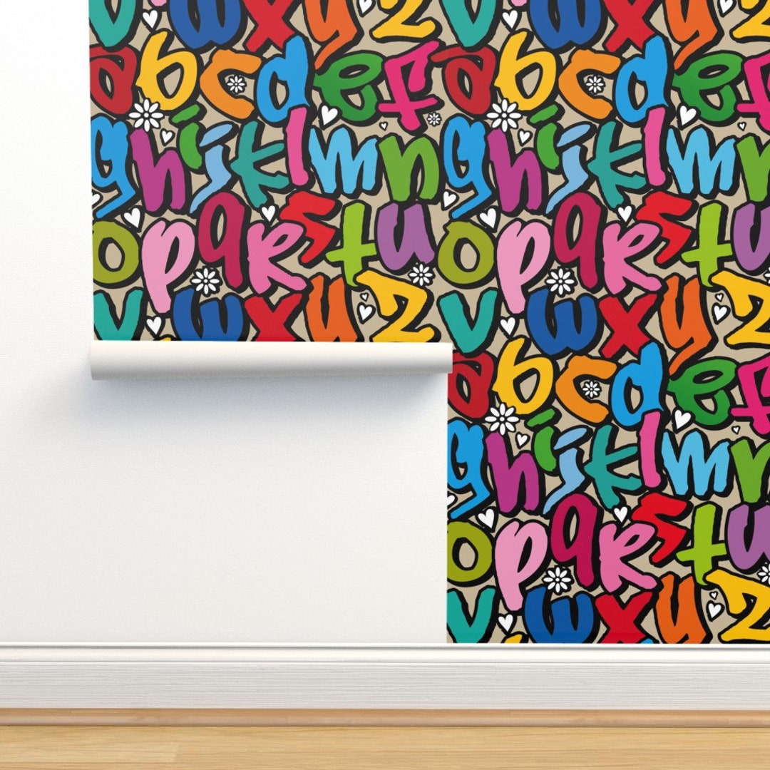 Alphabet Commercial Grade Wallpaper Graffiti by - Etsy