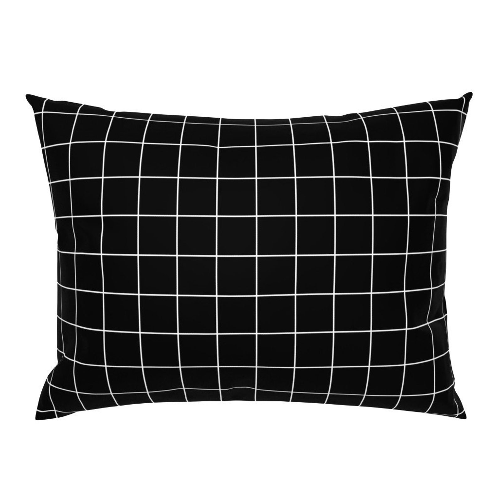 Grid Pillow Sham White and Black Windowpane Check by Etsy