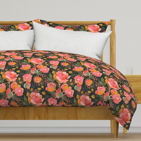 Maximalistische geblümte Bettwäsche - Magische Pfingstrose Chintz von heidi-abeline - Moderne Pfingstrosen Bettbezug oder Kissenbezüge von Spoonflower