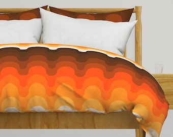 Retro Abstract Bedding - Golden Orange 1970s by circa78designs - Vintage Seventies  Cotton Sateen Duvet Cover OR Pillow Shams by Spoonflower