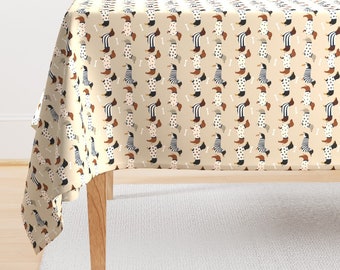 Dogs Tablecloth - Dachshunds In Sweaters by petfriendly - Doxie Whimsical Cute Weiner Dog Cute Pet  Cotton Sateen Tablecloth by Spoonflower