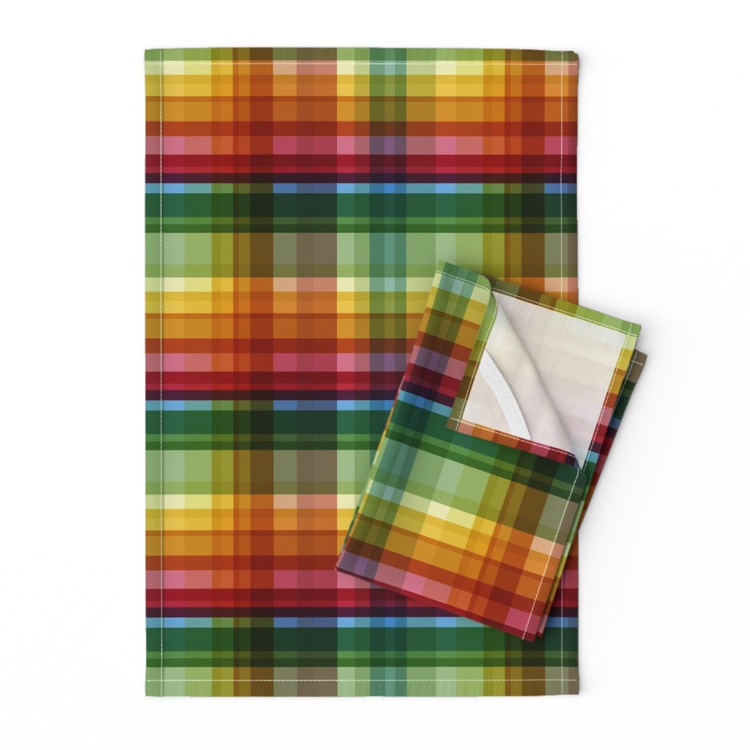 Pride Rainbow Tea Towels set of 2 Gingham Rainbow Check by Etsy