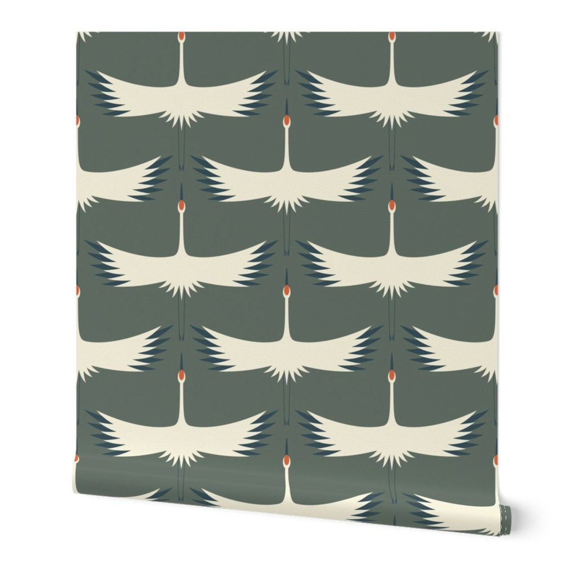 Art Deco Cranes Wallpaper Whooping Crane Migration by - Etsy