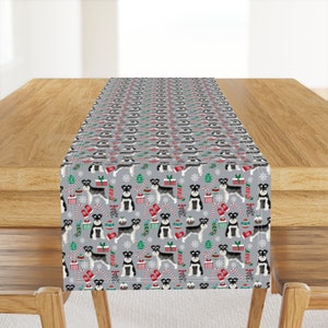 Christmas Table Runner - Schnauzer Christmas by petfriendly - Schnauzer Dog Puppy Dog Lover Mitten Cotton Sateen Table Runner by Spoonflower