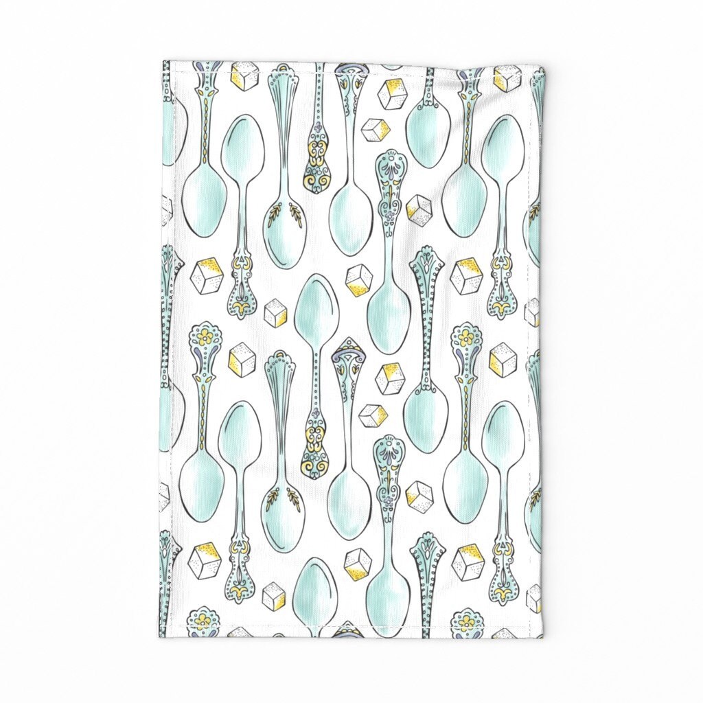 Ręcznik kuchenny - Ręcznik kuchenny Spoonful Of Sugar autorstwa heatherdutton - Ręcznik kuchenny Kitchen Watercolor Spoons Spoon Linen Cotton Canvas autorstwa Spoonflower