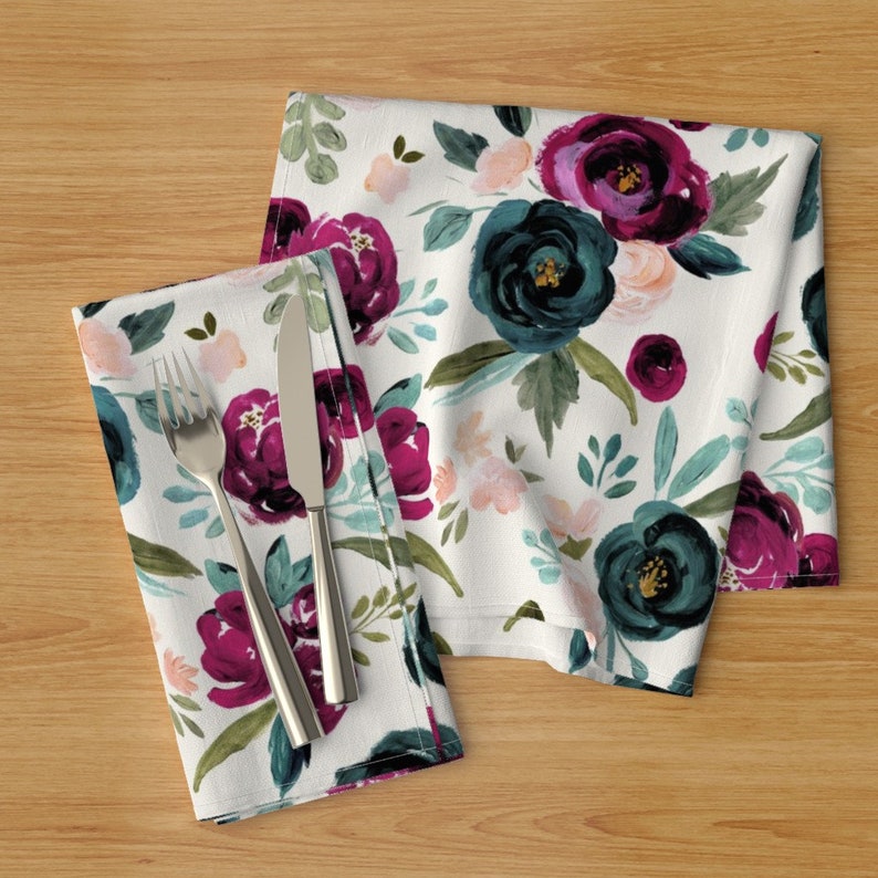 Boho Floral Dinner Napkins set of 2 Valentina Rosepink Etsy