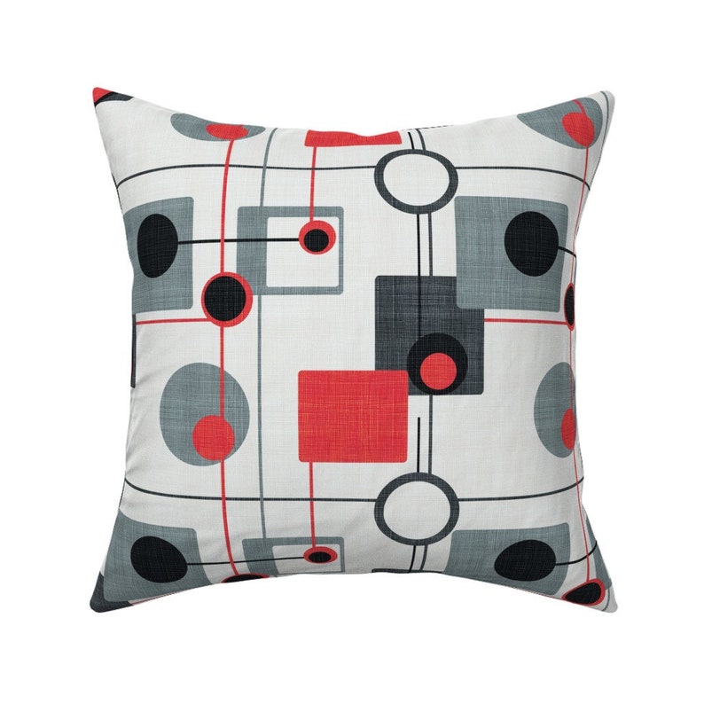 Mid Century Modern Throw Pillow Orbs and Squares by Etsy