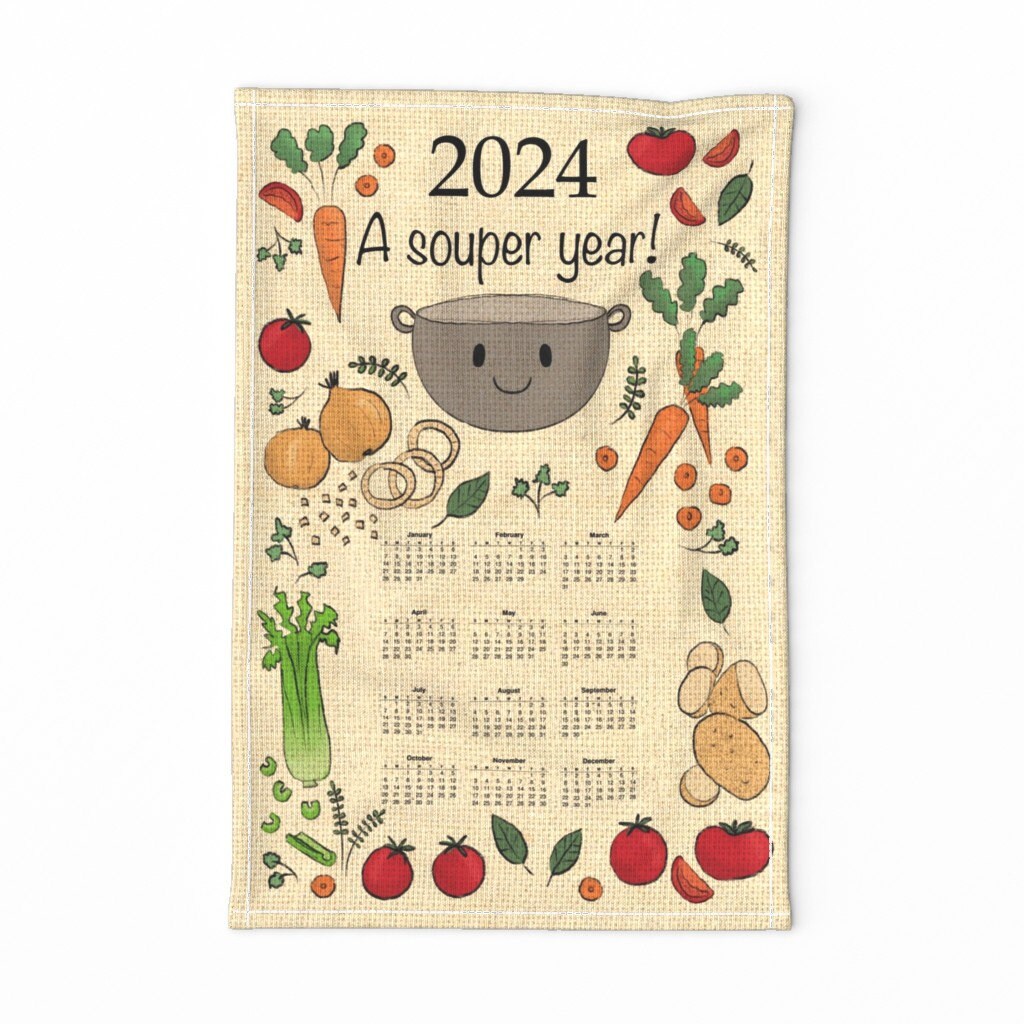 Buy 2024 Calendar Tea Towel Souper 2024 Tea Towel by Mgdoodlestudio Tea  Towel Vegetable Pun Linen Cotton Canvas Tea Towel by Spoonflower Online in  India - Etsy