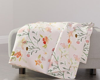 Roze bloemendeken - Floral Spring Love van nika_martinez - Bladeren Floral Nature Love Spring Throw Deken met lepelbloemstof