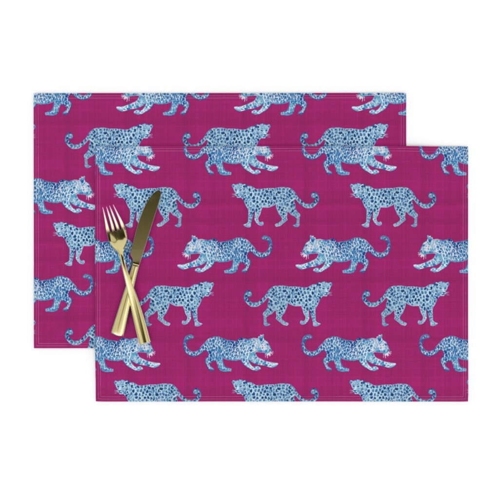 Exotic Animal Placemats Set of 2 Leopard Parade Blue On Etsy