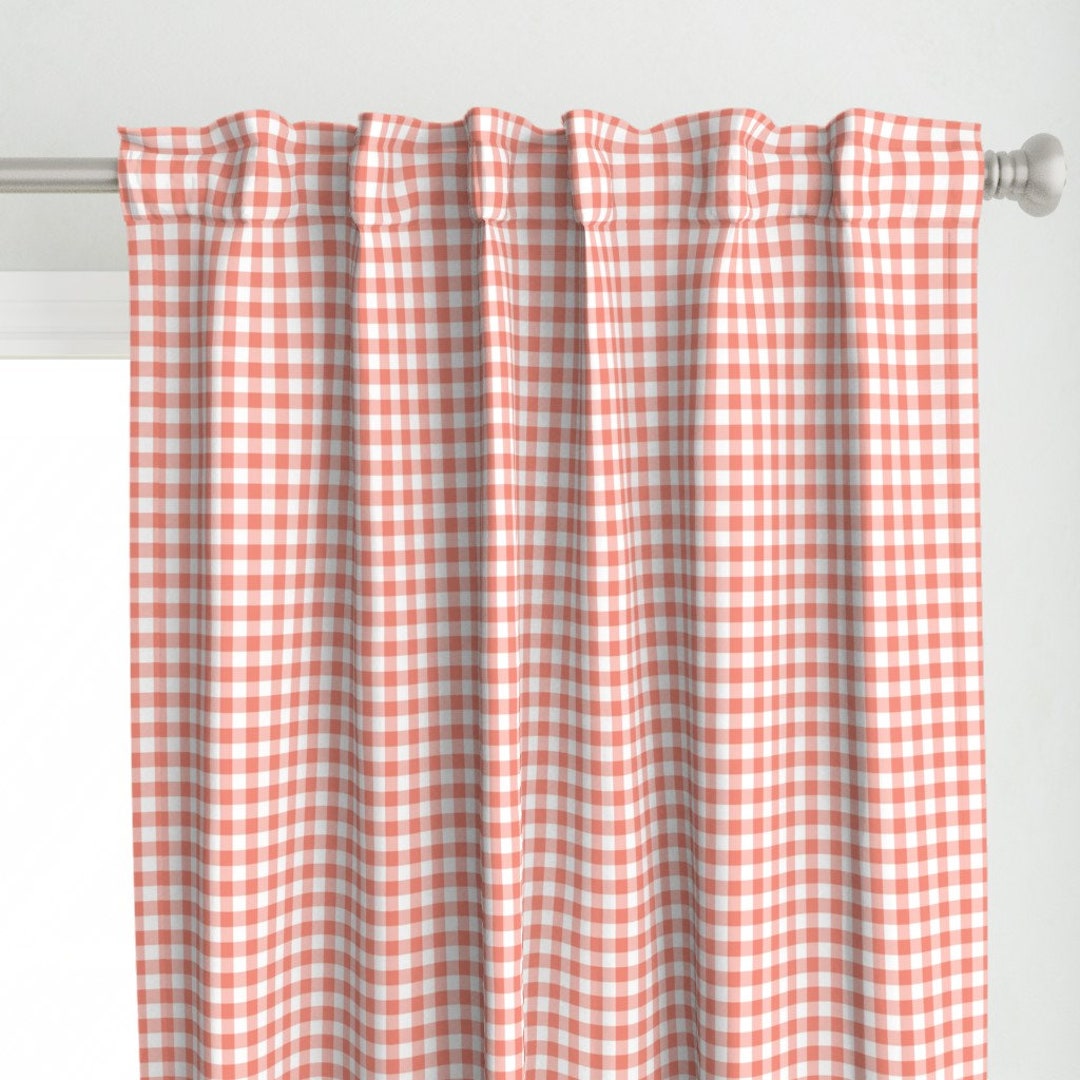 Orange Gingham Curtain Panel Halfinch Gingham by Nickwilljack